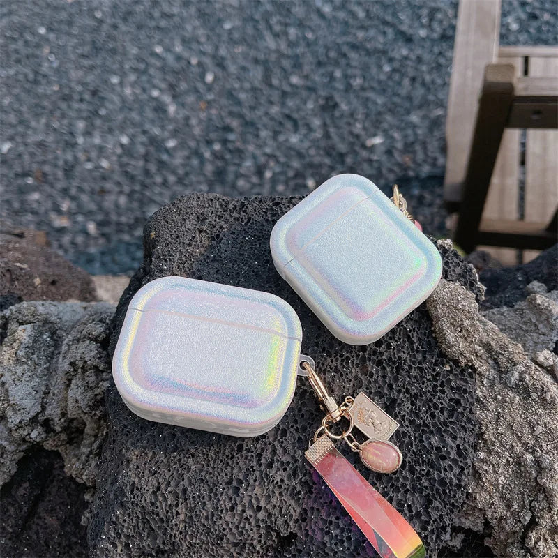 Silk Texture Colorful Silicone Protective Case with Strap Keychain for Apple AirPods 4