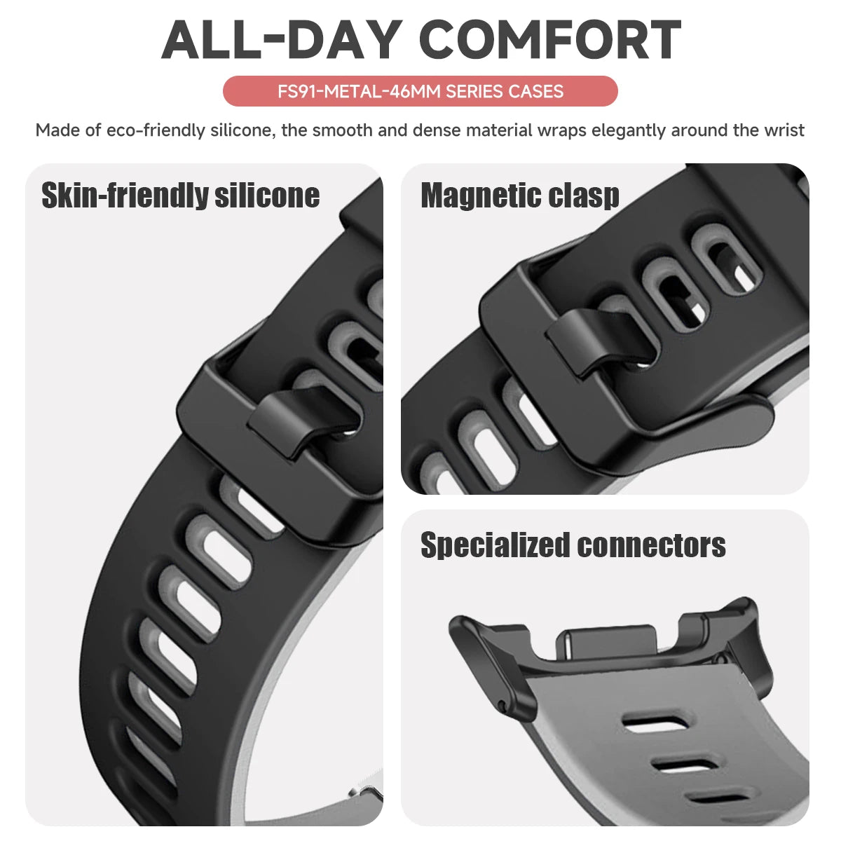 Durable No-Gap Sport Silicone Wristband for Samsung Galaxy Watch 8 & Galaxy Watch 8 Classic