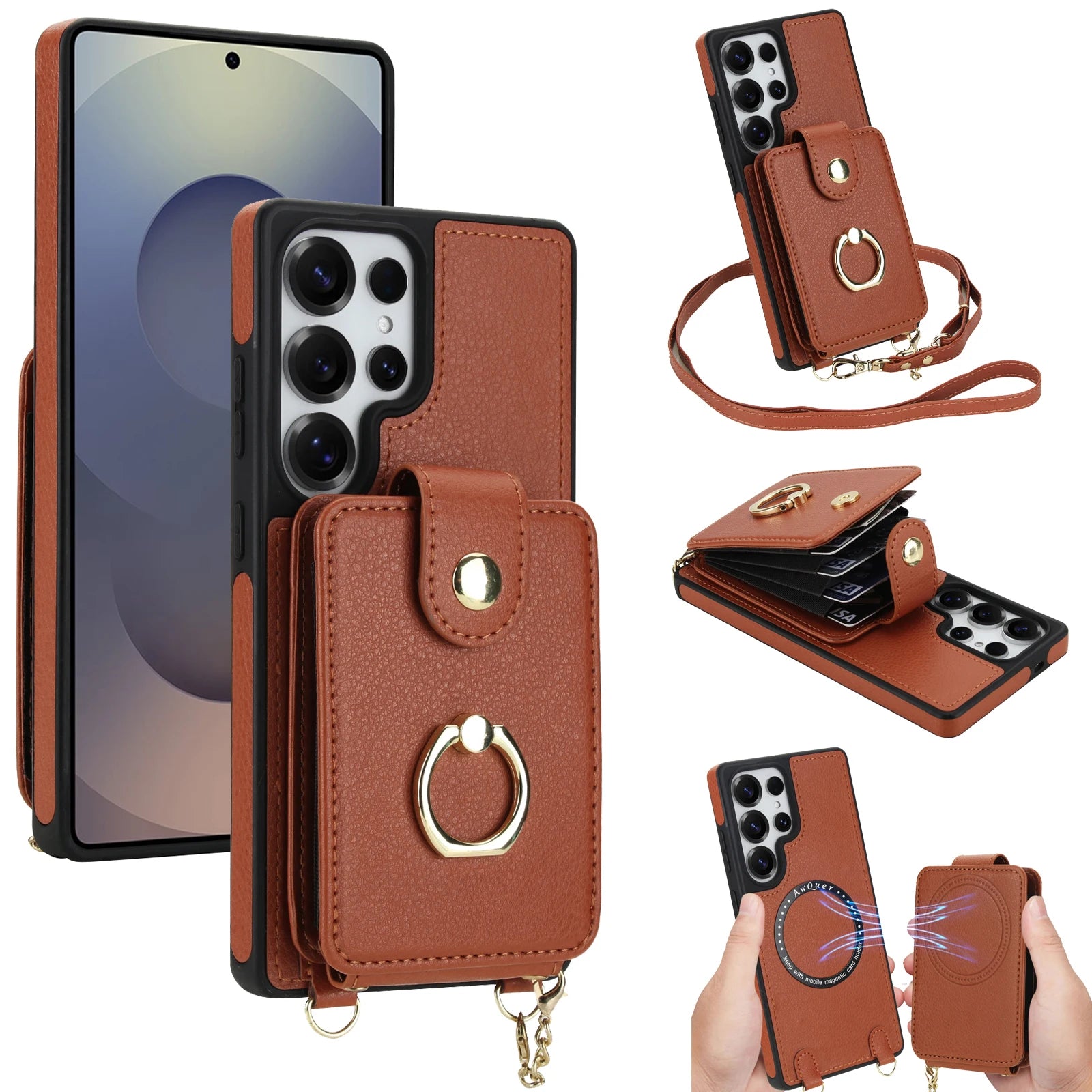 2-in-1 Zipper Wallet Case with Detachable Lanyard for Samsung Galaxy S24 Series