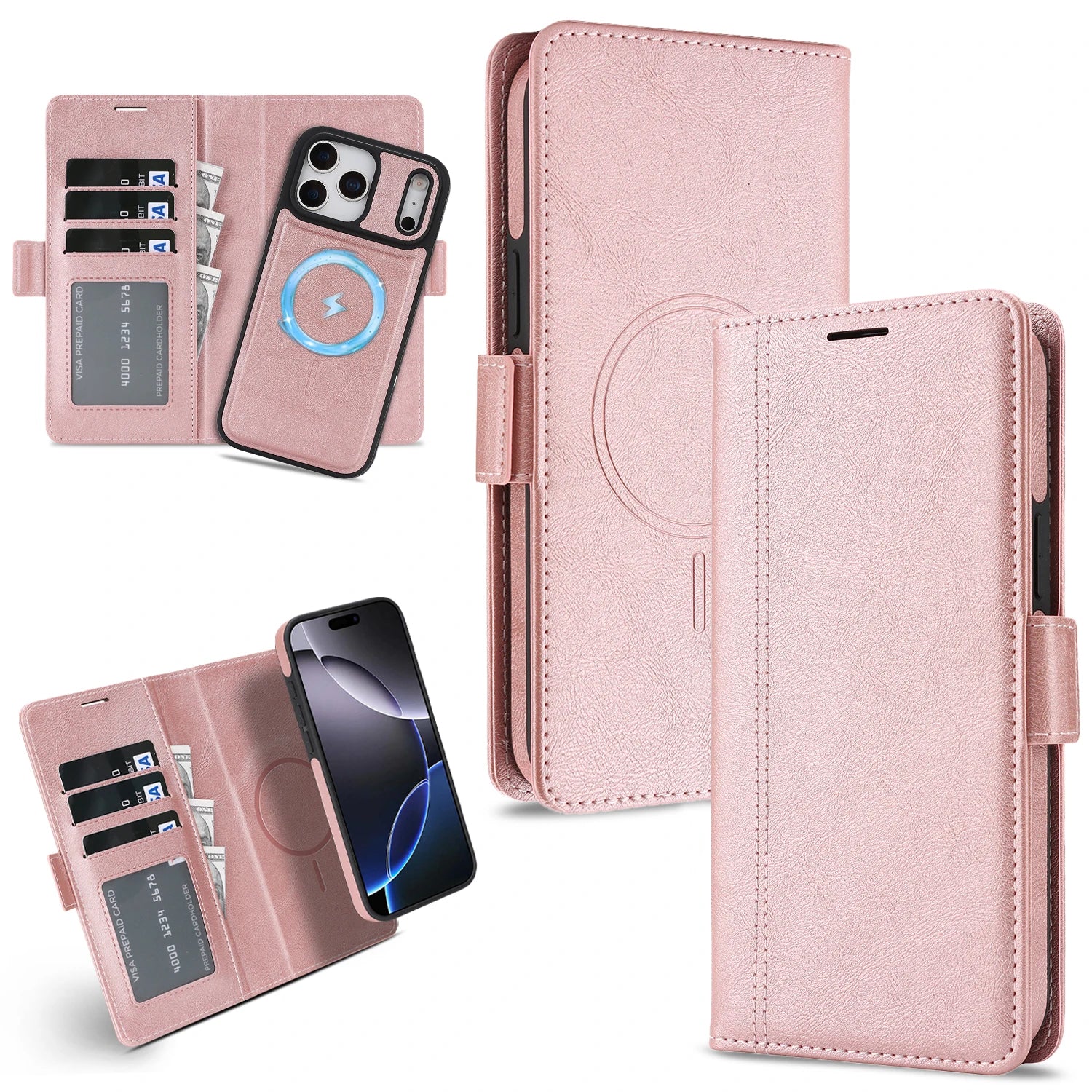 Premium 2-in-1 Leather MagSafe Wallet Case for iPhone 17 Series
