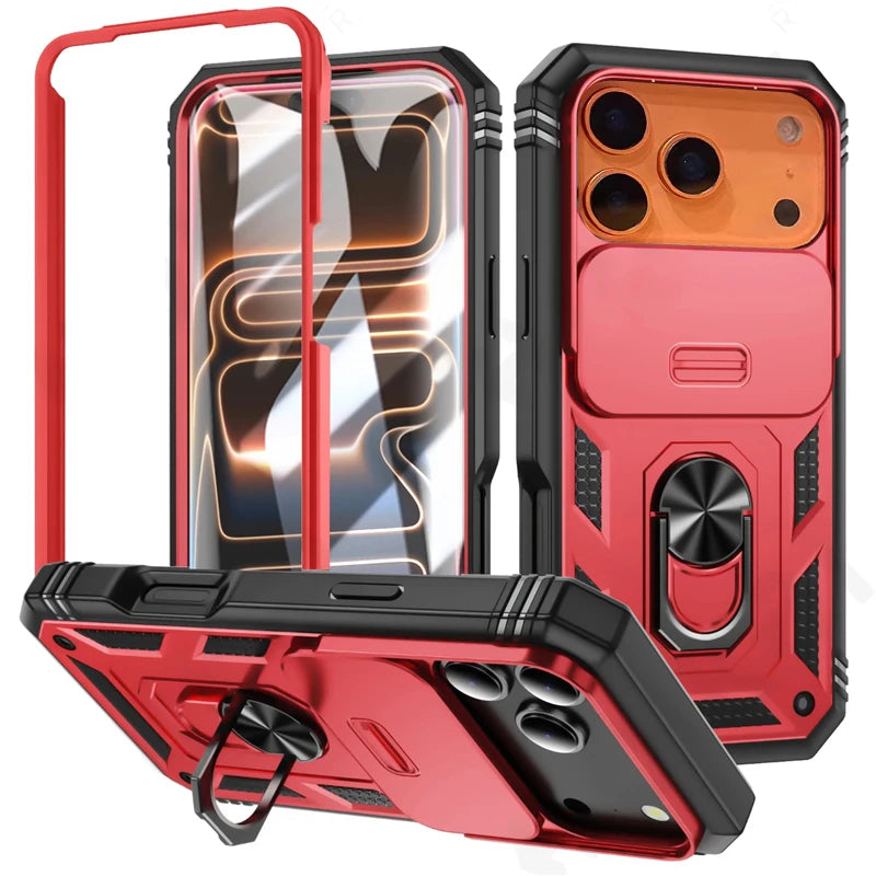 Heavy-Duty Military Armor Case with Sliding Camera Protection for iPhone 17 Series