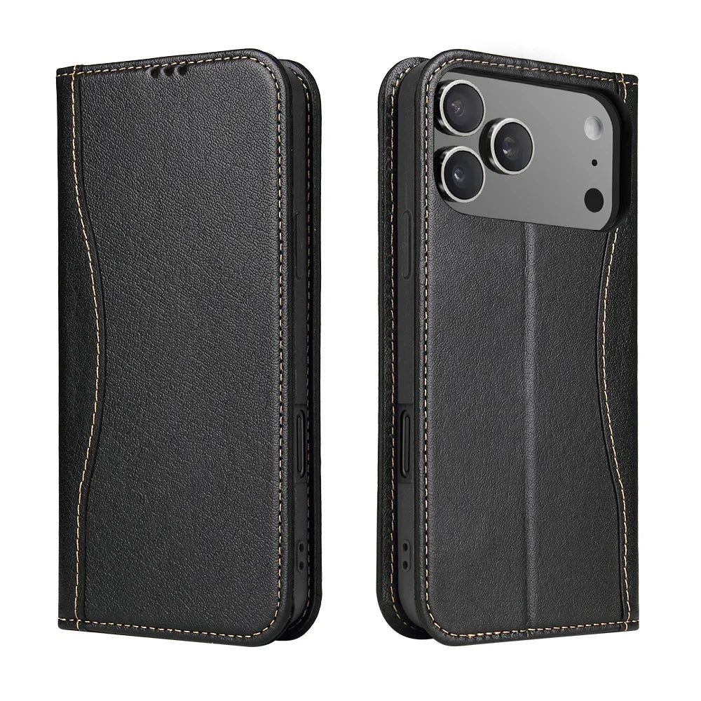 Genuine Cowhide Leather Wallet Case for iPhone 17 Series