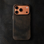 Genuine Suede Cowhide Leather Case with Raised Camera Ring for iPhone 18 Series