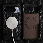 Crocodile Textured Magnetic Leather Case for Google Pixel 9 Series