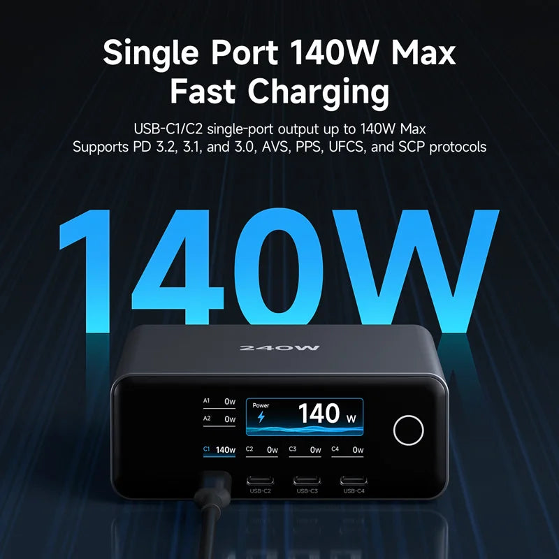 Hagibis 240W Six-Port GaN Desktop Charging Station