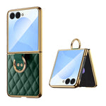Diamond Grid Leather Magnetic Case with Ring Holder for Samsung Galaxy Z Flip 8