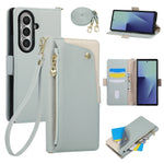 Crossbody Leather Wallet Case with Zipper Card Holder for Samsung Galaxy Z Fold 8 Ultra