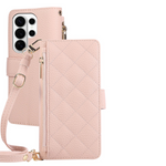 Quilted Leather Crossbody Wallet Case with Detachable Lanyard for Samsung Galaxy S22 Series