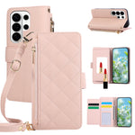 Quilted Leather Crossbody Wallet Case with Detachable Lanyard for Samsung Galaxy S22 Series