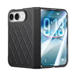 Quilted Hinge Protection Case with Tempered Glass Front Screen for iPhone Duo