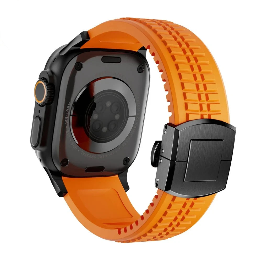 Soft Silicone Apple Watch Band with Elegant Butterfly Clasp