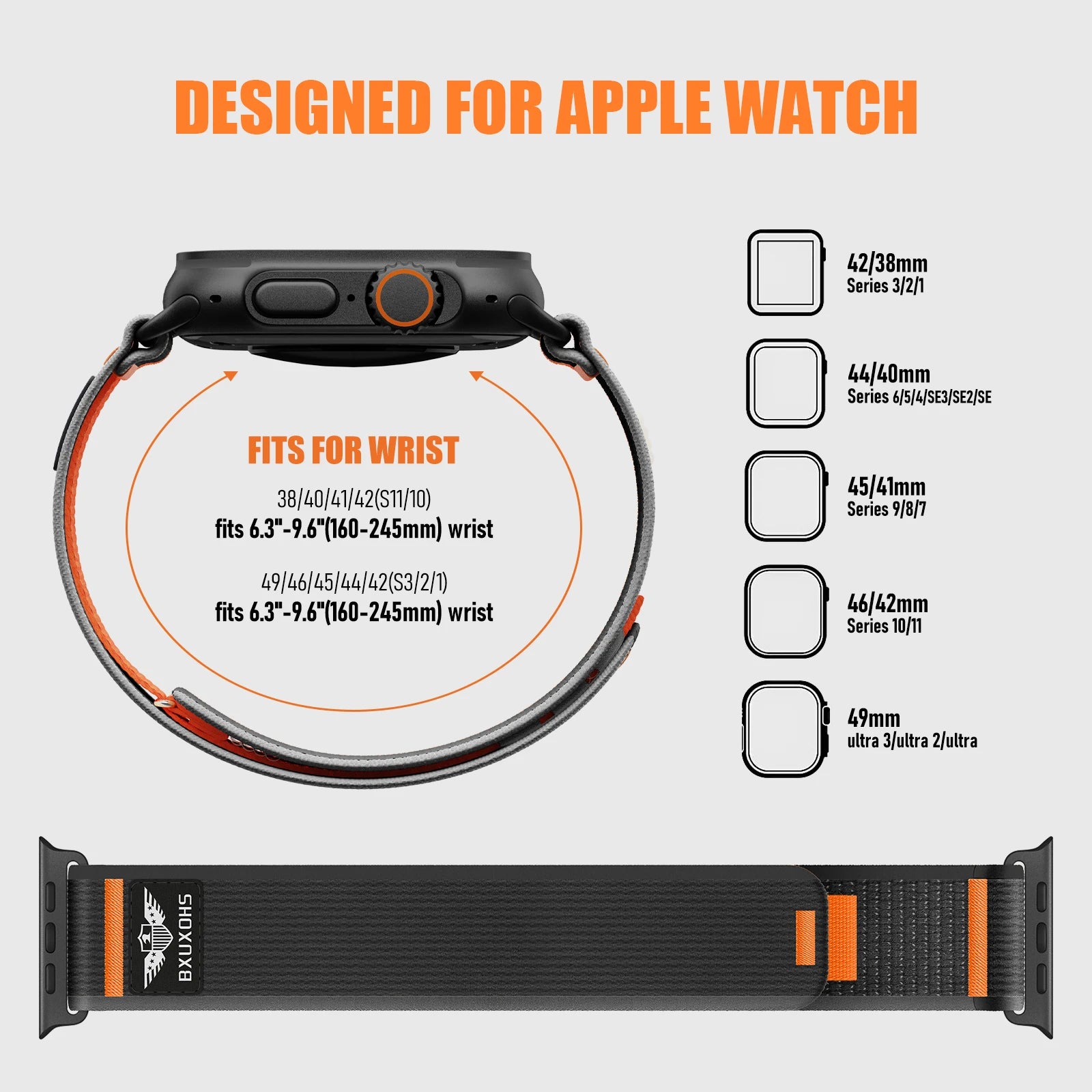 Athletic Nylon Trail Style Replacement Strap for Apple Watch