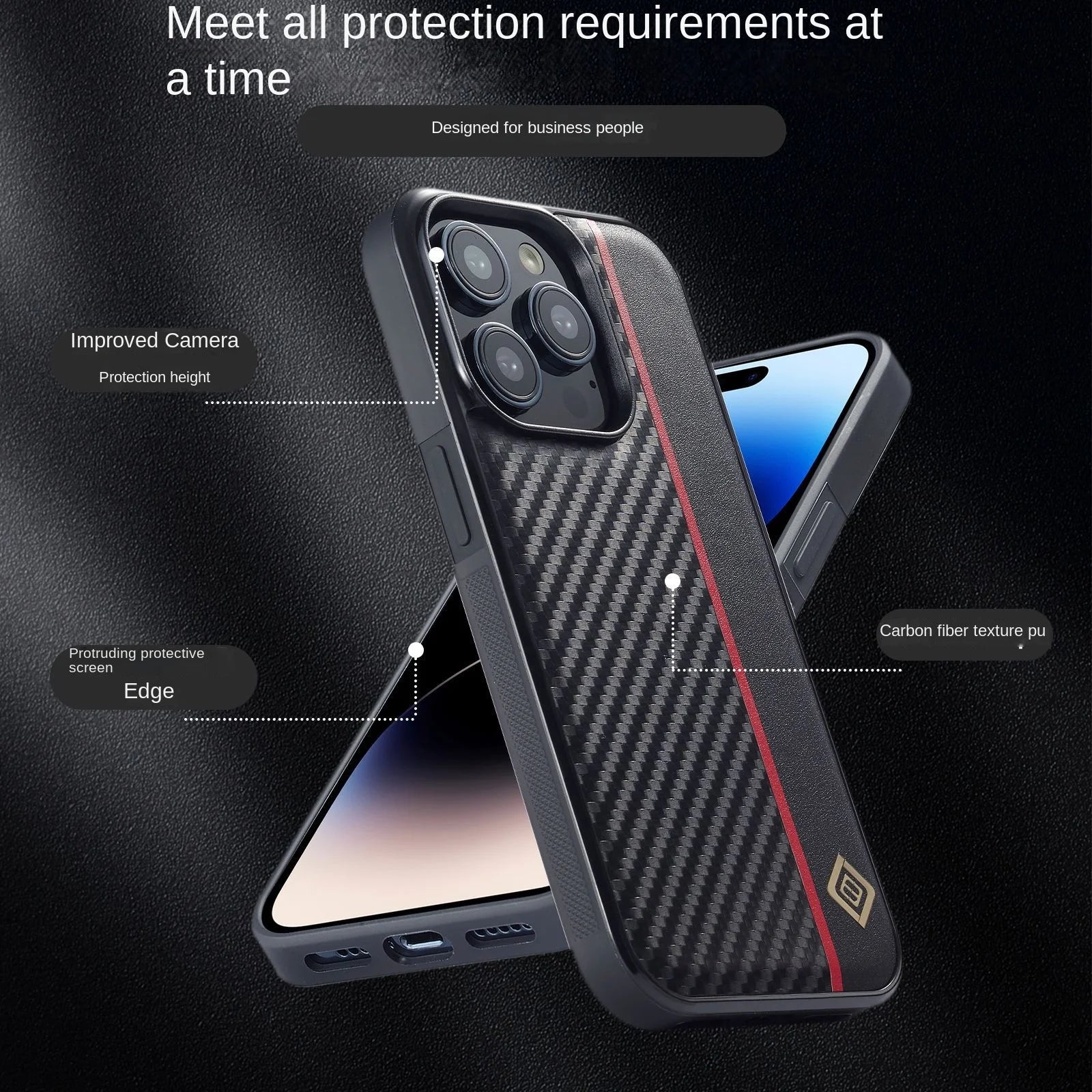 Luxury Leather Shockproof Phone Case for iPhone 15 Series