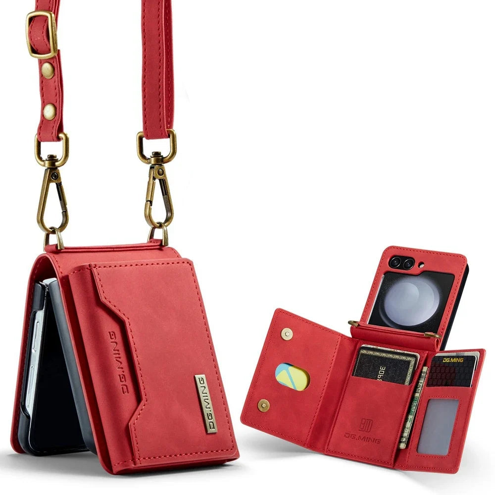 Crossbody Leather Wallet Case with Card Slots for Samsung Galaxy Z Flip 6