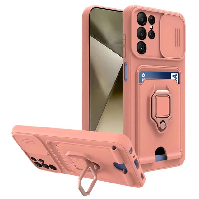 Samsung Galaxy S25 Series Magnetic Phone Case with Camera Cover & Card Slot