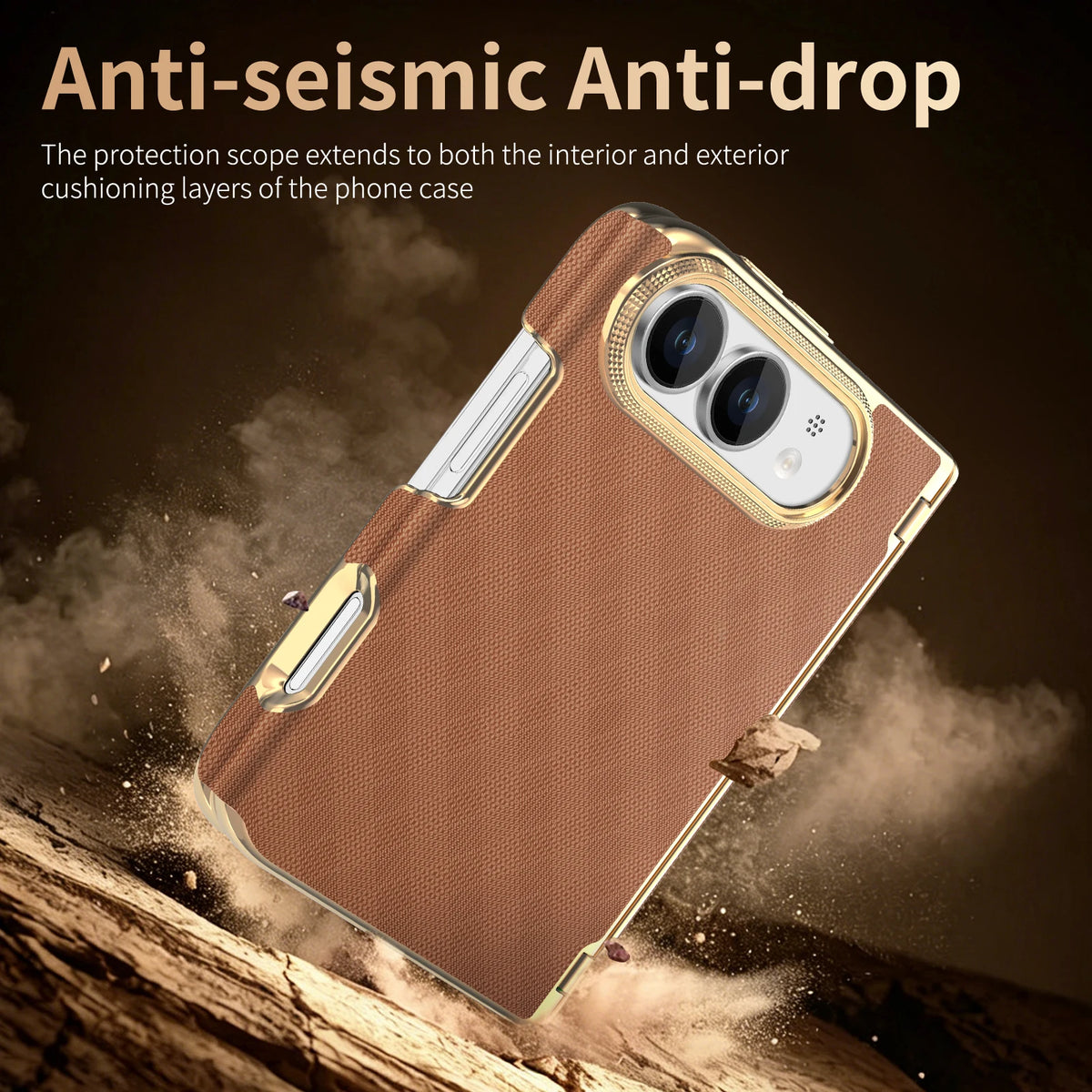 Leather Hinge Protection Case with Raised Camera Ring for iPhone Duo
