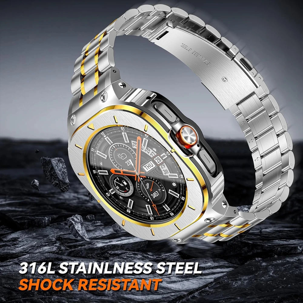 Stainless Steel Shock-Resistant Bumper Case with Integrated Sport Band for Samsung Galaxy Watch Ultra