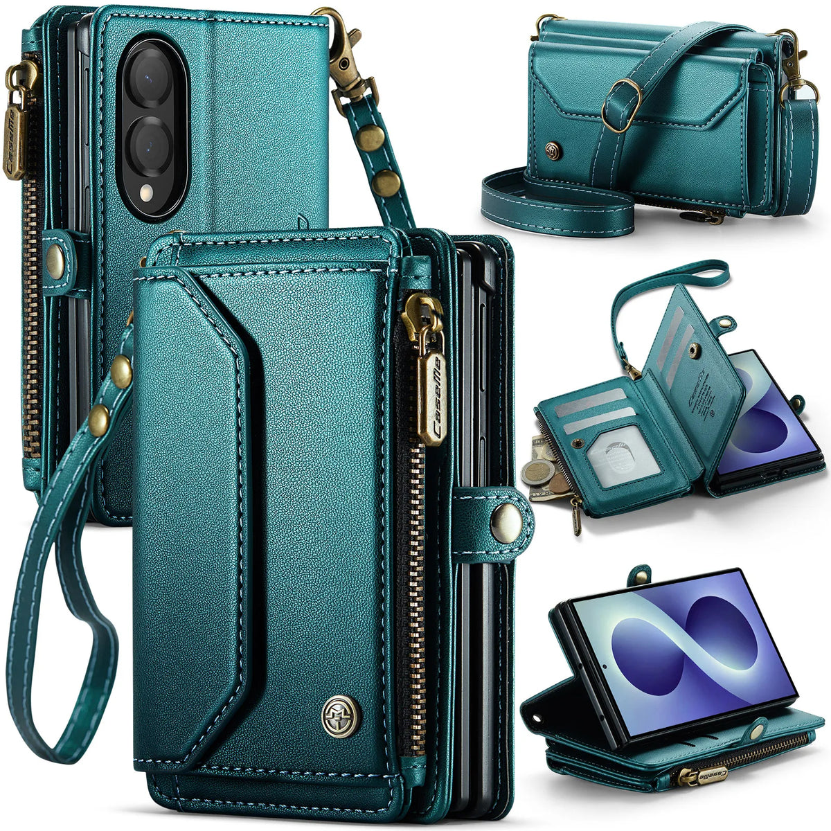Leather Crossbody Wallet Case with Shoulder Strap for Samsung Galaxy Z Fold 8