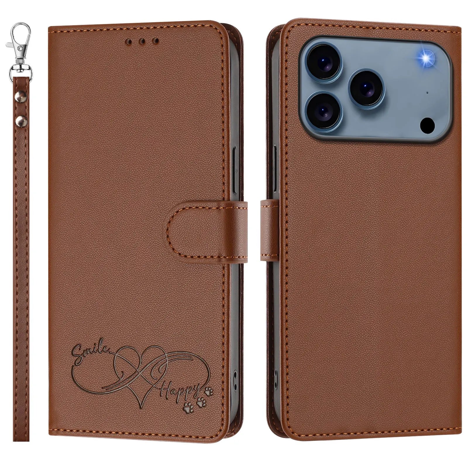 Heart Pattern Flip Wallet Case for iPhone 17 Series