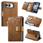 Embossed Leather Wallet Flip Case with Adjustable Stand for iPhone Duo