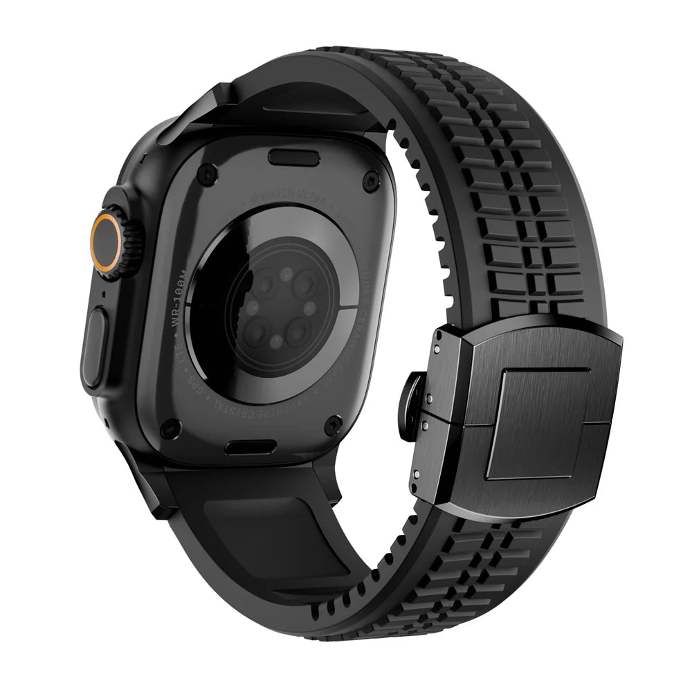 Soft Silicone Apple Watch Band with Elegant Butterfly Clasp