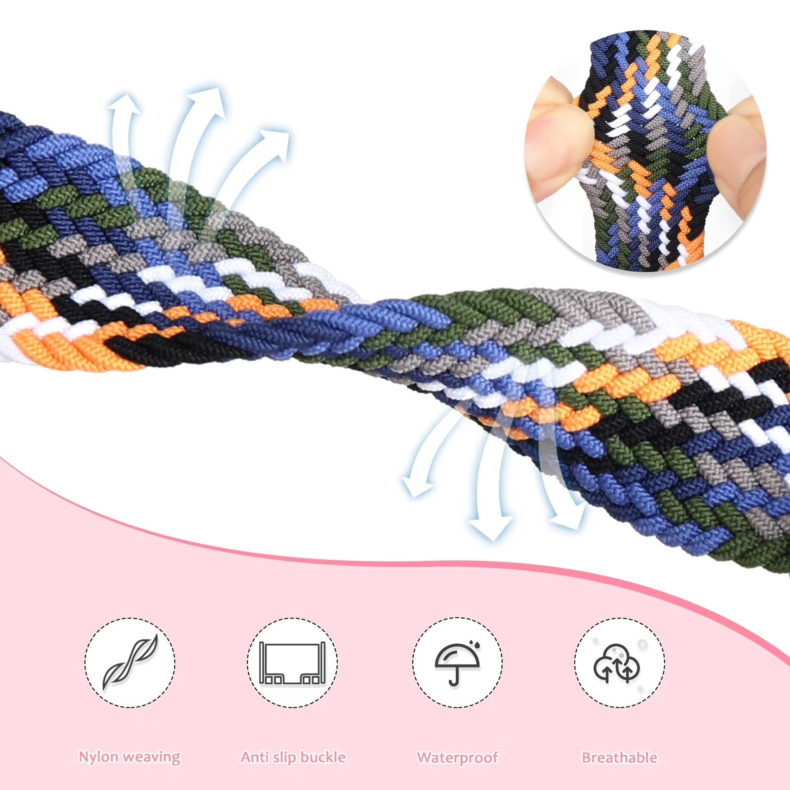 Nylon Braided Loop Strap For OPPO Watch X2  Band Replaced Bracelet