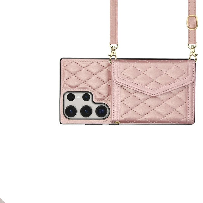 Crossbody Leather Wallet Case with Card Slots & Lanyard for Samsung Galaxy S25 Series