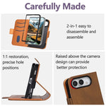 Leather Flip Wallet Case with U-Shaped Magnetic Buckle for iPhone Duo