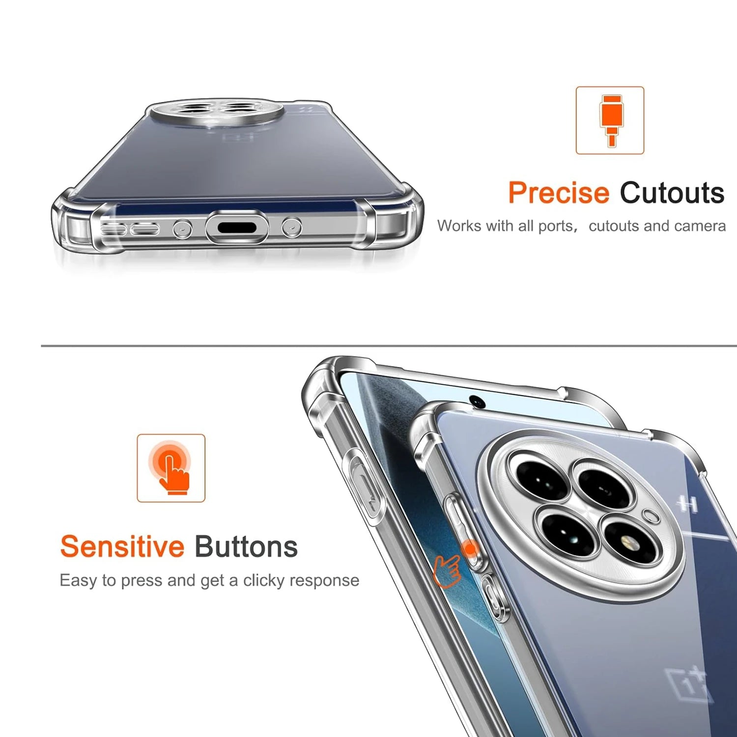 Four-Corner Shockproof TPU Transparent Case for OnePlus 13