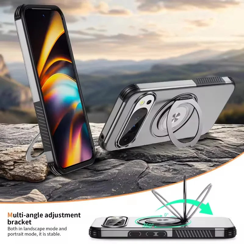 Shockproof TPU and PC Case with 360° Rotating Magnetic Ring for Google Pixel 10 Series