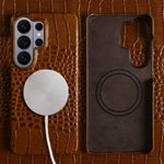 Crocodile Embossed Leather Magnetic Case for Samsung Galaxy S26 Series