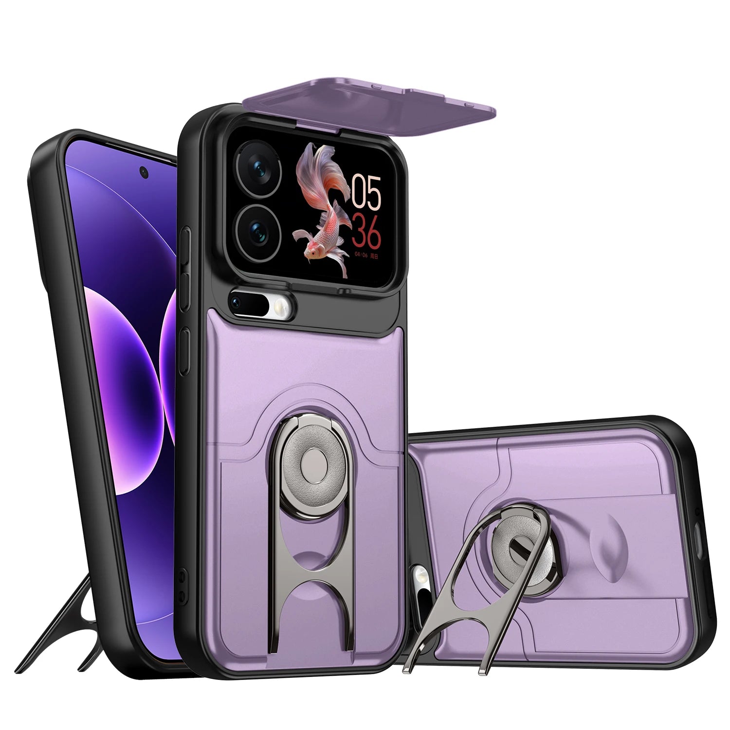 Rugged Case with Ring Stand and Lens Cover for Xiaomi 17 Series