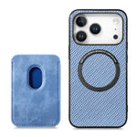 2-in-1 Detachable Slim Carbon Fiber Pattern MagSafe Leather Case with Card Bag for iPhone 17 Series