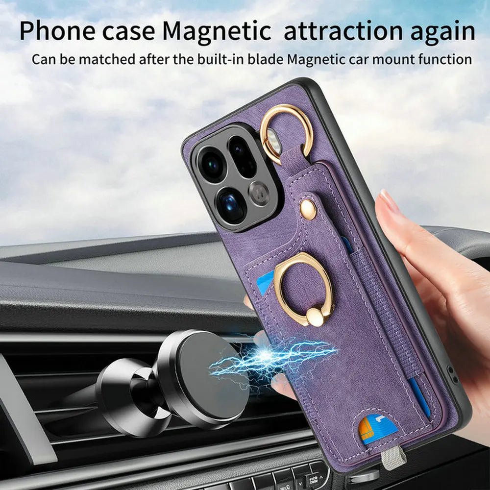 Luxury Leather Wallet Case for OPPO Find X9 / X9 Pro