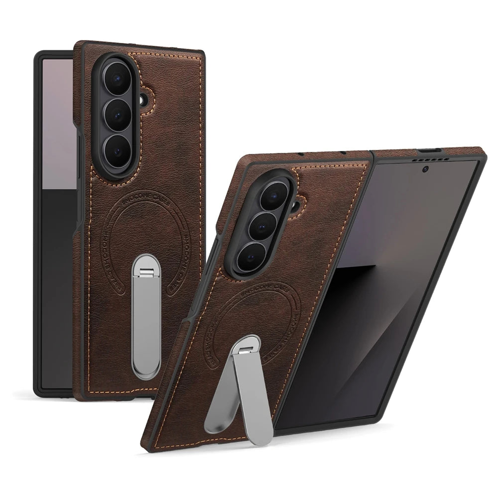 Samsung Galaxy Z Fold 6 Magnetic Leather Case with Kickstand