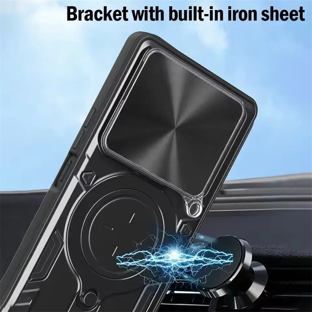 Xiaomi 14T Series Shockproof Armor Case with Slide Camera Lens & Ring Stand