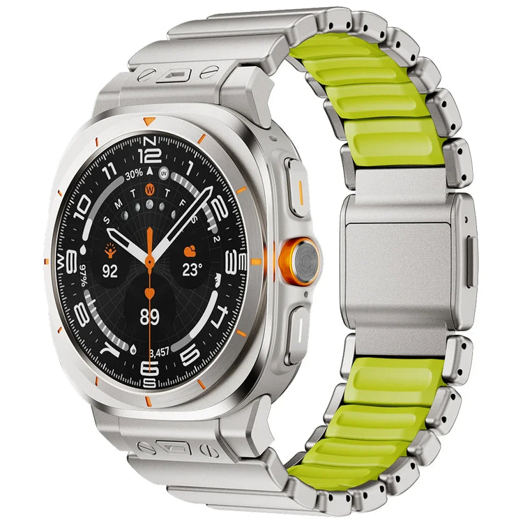 Silicone and Stainless Steel Magnetic Clasp Watch Band for Samsung Galaxy Watch Ultra (2025)