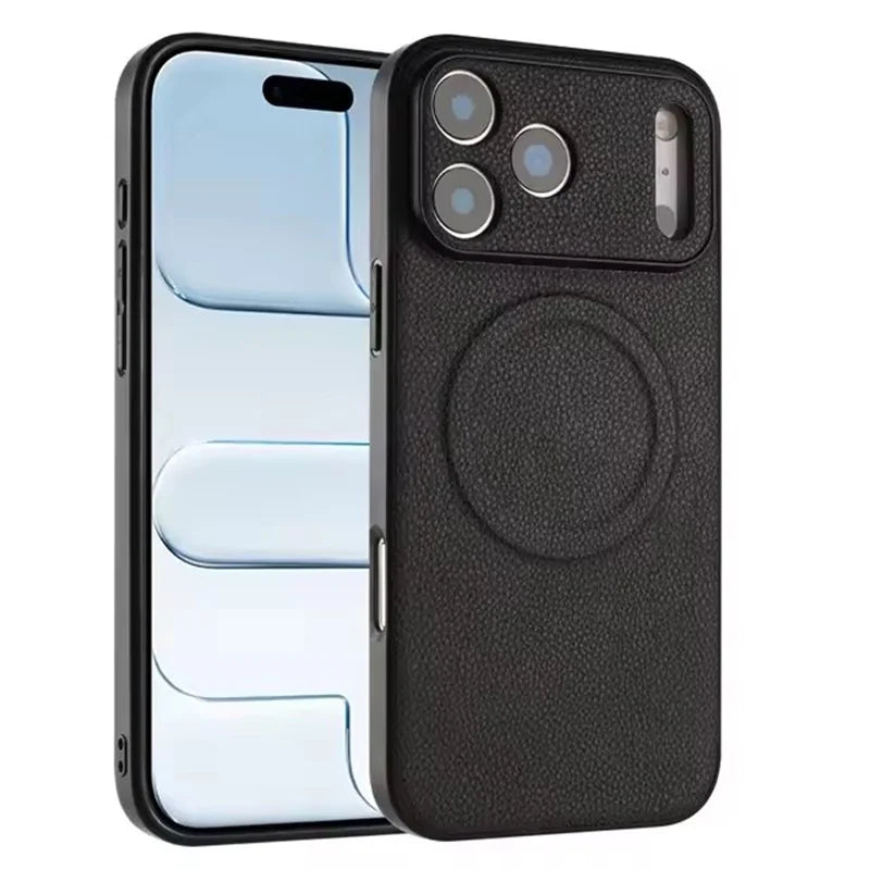 Litchi-Textured MagSafe Case with Raised Camera Protection for iPhone 17 Series