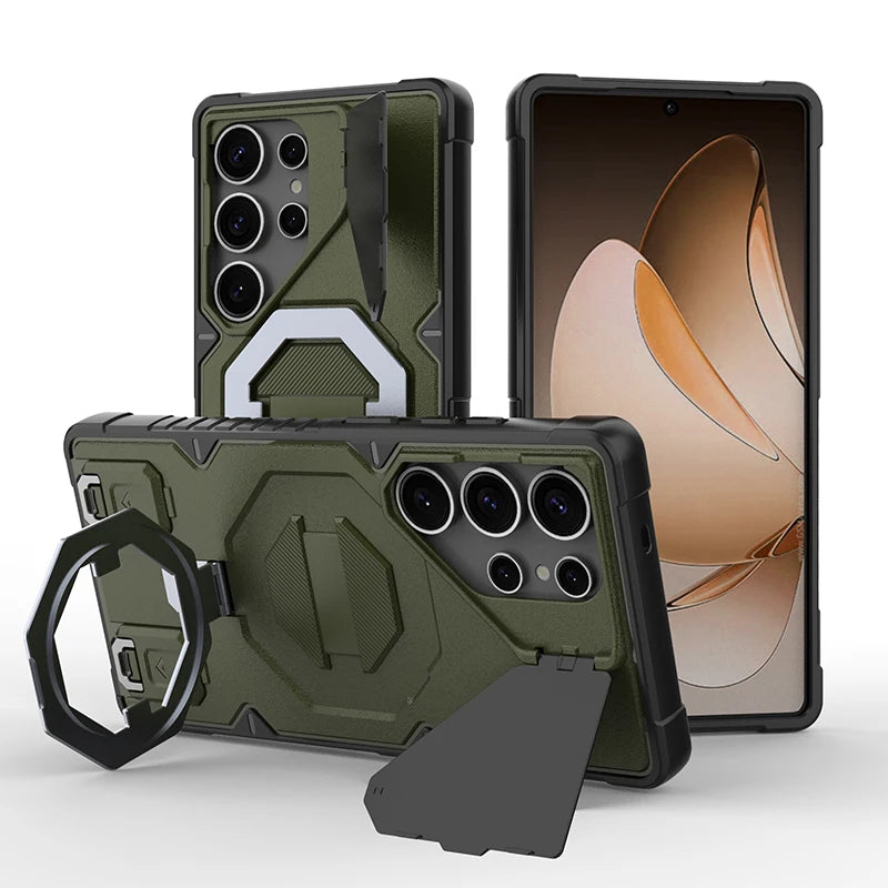 Modern Hybrid Armor Case with Privacy Lens Shield & Multi-Stand for Samsung Galaxy S26 Series