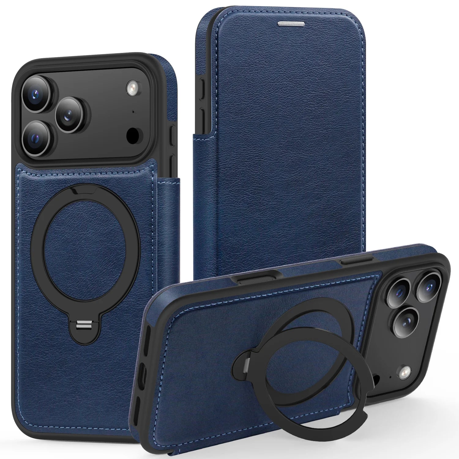 MagSafe Compatible Leather Flip Case for iPhone 17 Series