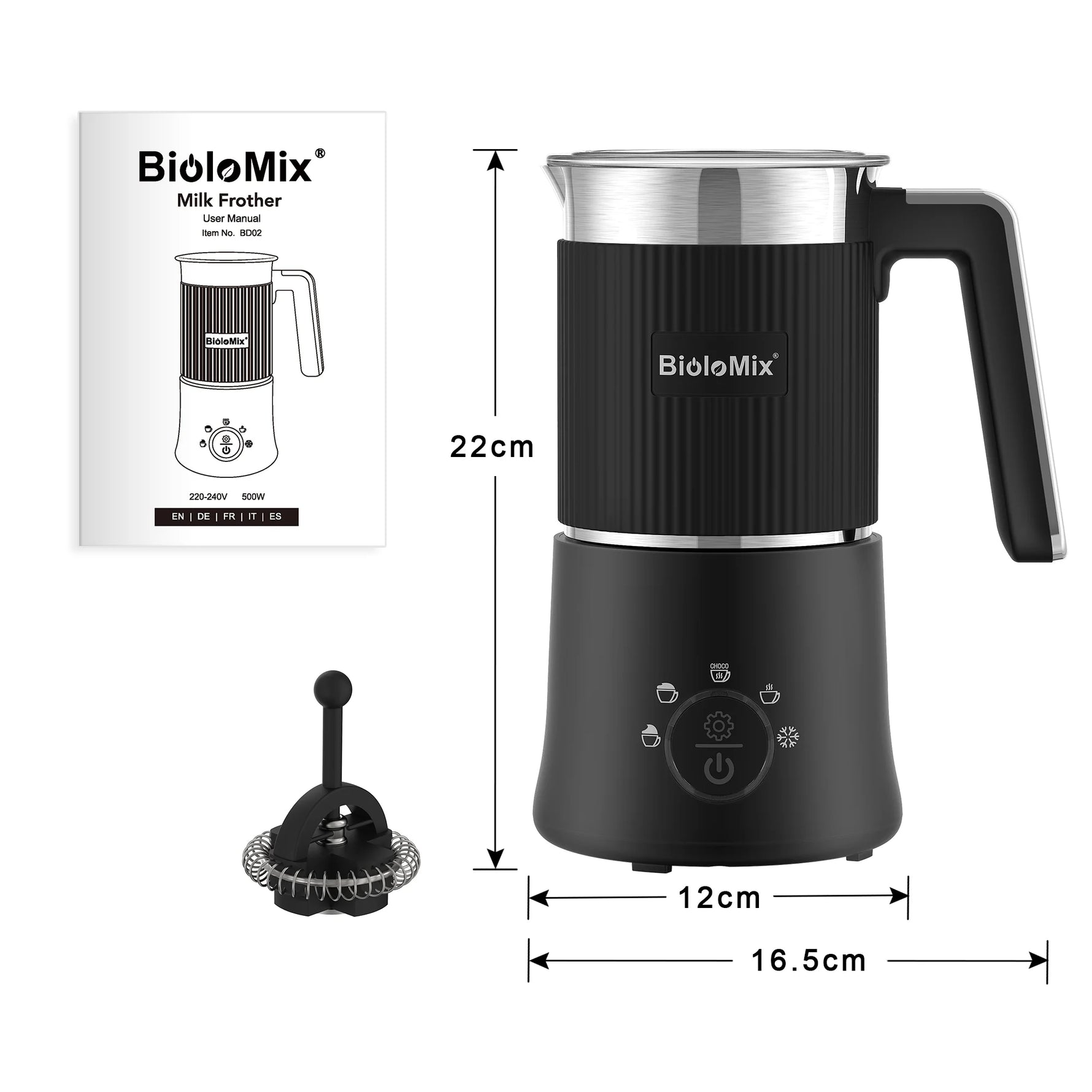 BioloMix 5-in-1 Automatic Milk Frother and Hot Chocolate Maker