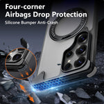 Samsung Galaxy S25 Ultra Shockproof Transparent Magnetic Case with 360° Ring Stand