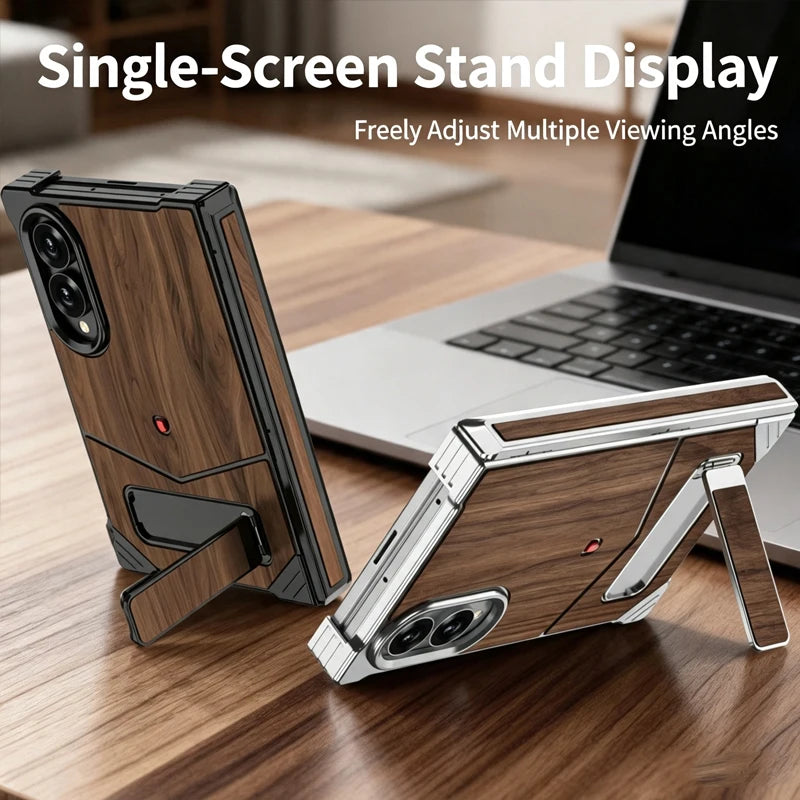 Walnut Wood Samsung Galaxy Z Fold 8 Case With Kickstand