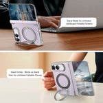 Lychee-Pattern Leather MagSafe Stand Case for iPhone Duo