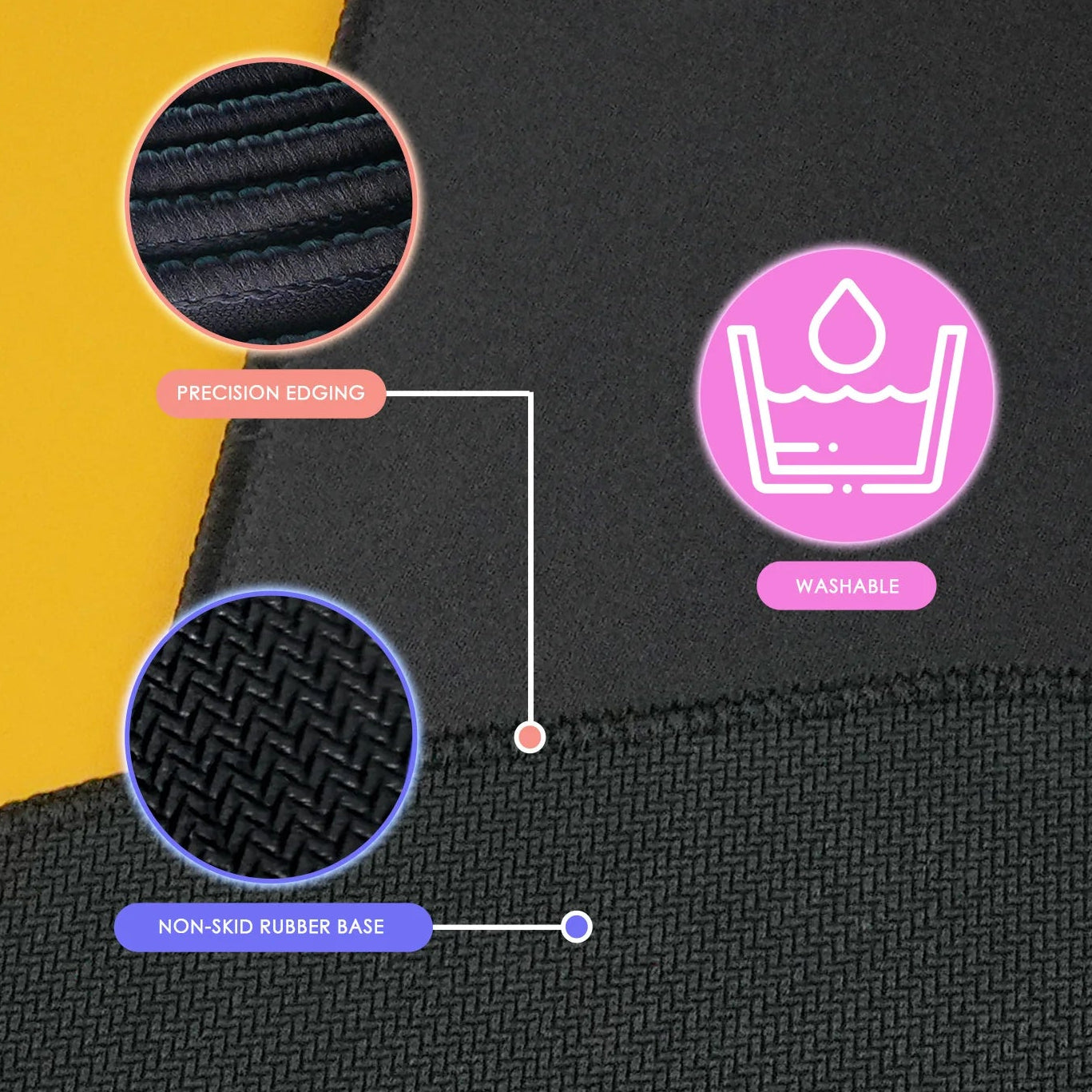 Compact Square Mouse Pad with Stitched Edge