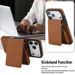 iPhone 17 Series Detachable Leather Wallet Case with Kickstand and RFID Protection