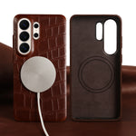 Genuine Leather Case with Integrated Magnetic Ring for Samsung Galaxy S21 Series