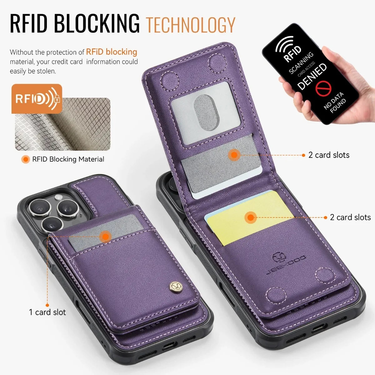 2-in-1 Detachable Wallet Case with RFID-Blocking Card Holder for iPhone 16 Series