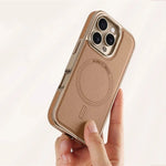 Premium Plating Frame Leather MagSafe Case for iPhone 16 Series