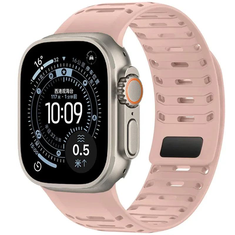 Breathable Silicone Band with Magnetic Clasp for Apple Watch